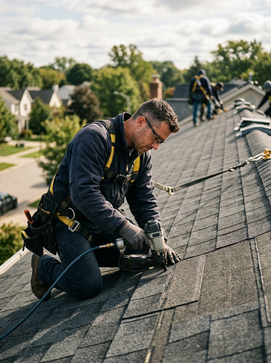 Horizon Quality Roofing craftsman installing architectural shingles